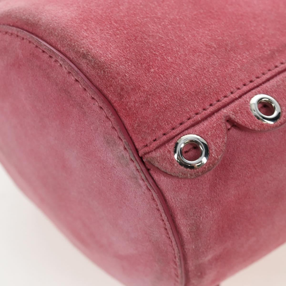 Miu Miu Convertible Bucket Leather with Applique, Pink, Suede, Handbag