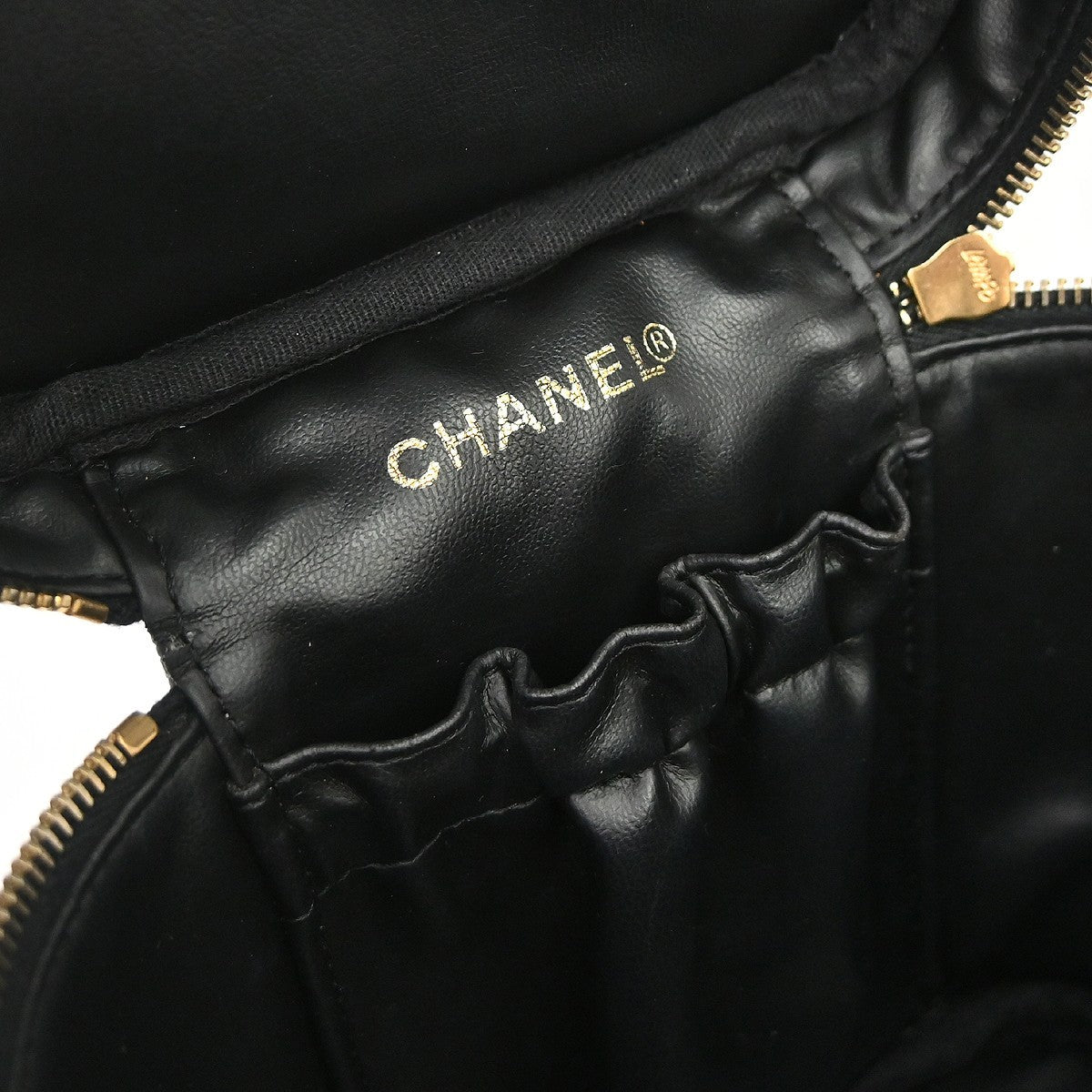 Chanel Vintage Timeless Cosmetic Case Caviar, Black, Leather, Handbag