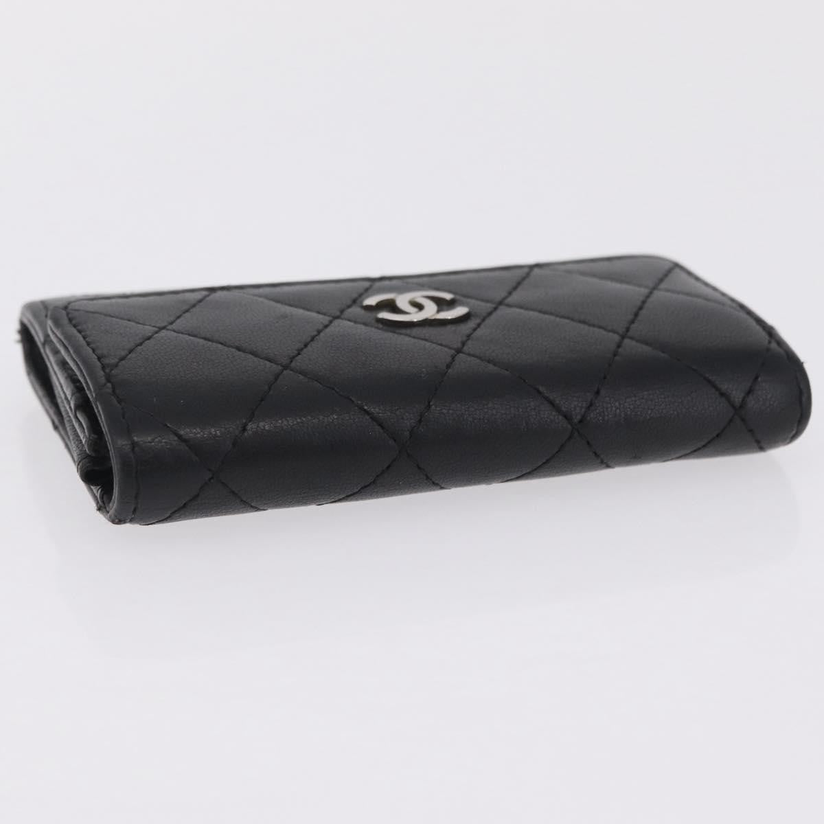 Chanel CC Flap Card Case Quilted Lambskin, Black, Leather, Card Holder