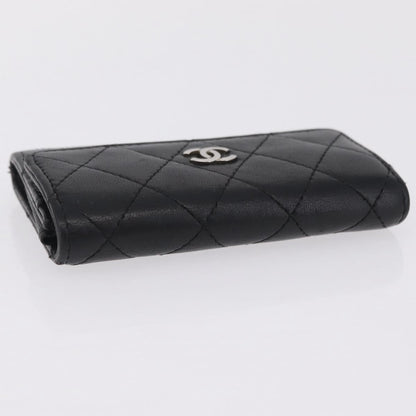 Chanel CC Flap Card Case Quilted Lambskin, Black, Leather, Card Holder
