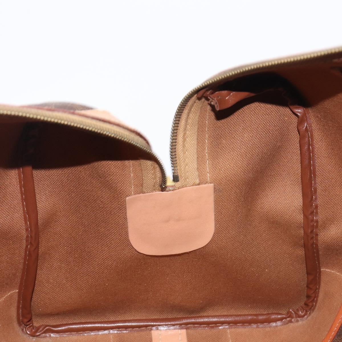 Celine Vintage Duffle Macadam Coated Canvas, Brown, PVC, Handbag