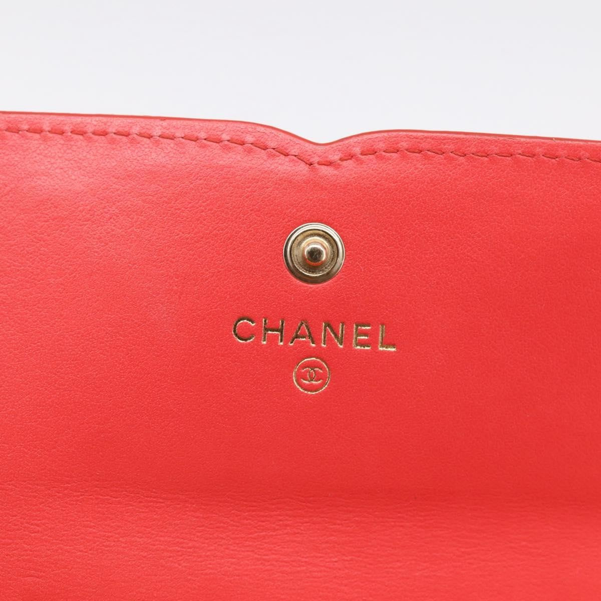 Chanel Filigree Flap Quilted Caviar, Red, Leather, Wallet
