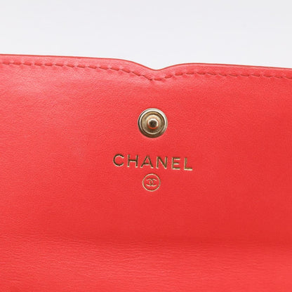 Chanel Filigree Flap Quilted Caviar, Red, Leather, Wallet