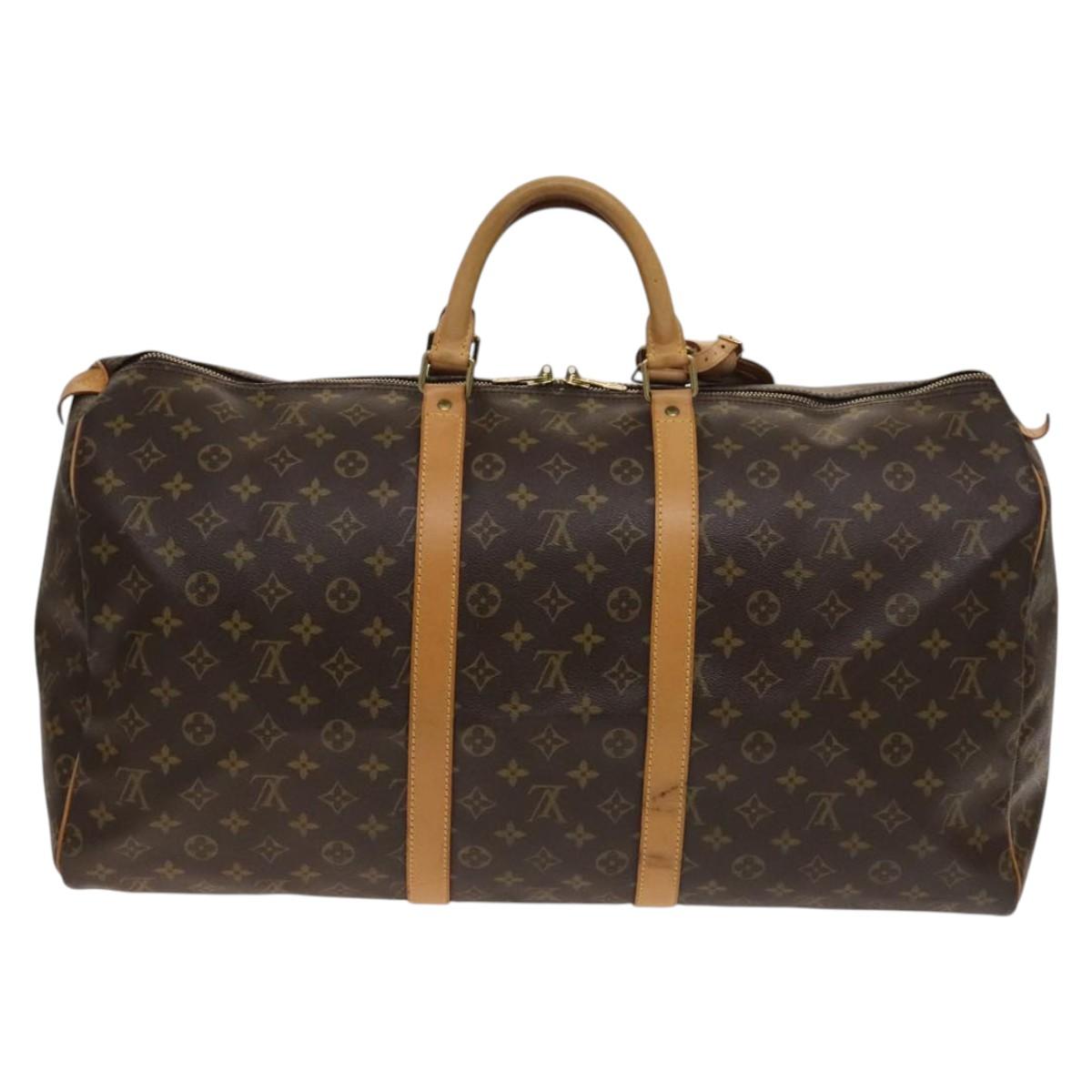 Louis Vuitton Keepall Bag Monogram Canvas, BROWN, CANVAS, Travel bag
