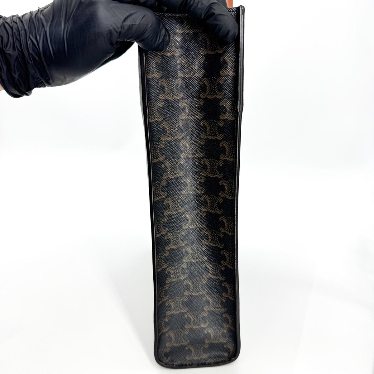 Celine Vertical Cabas Triomphe Coated Canvas, Black, Canvas, Tote Bag