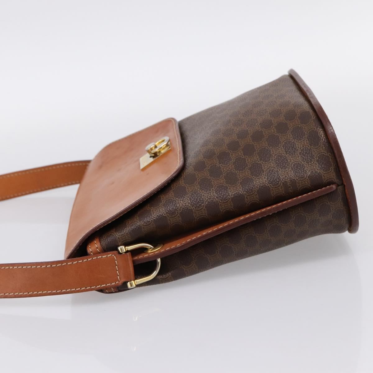 Celine Macadam Leather, Brown, Canvas, Shoulder Bag