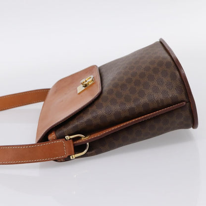 Celine Macadam Leather, Brown, Canvas, Shoulder Bag