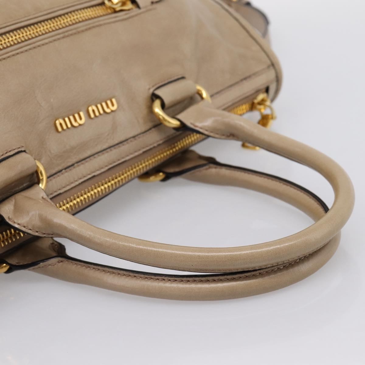 Miu Miu Convertible Bauletto Vitello Shine, Beige, Leather, Handbag