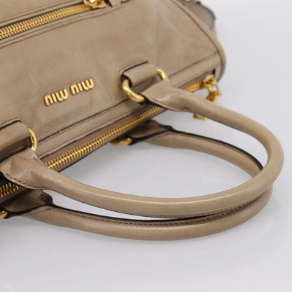 Miu Miu Convertible Bauletto Vitello Shine, Beige, Leather, Handbag