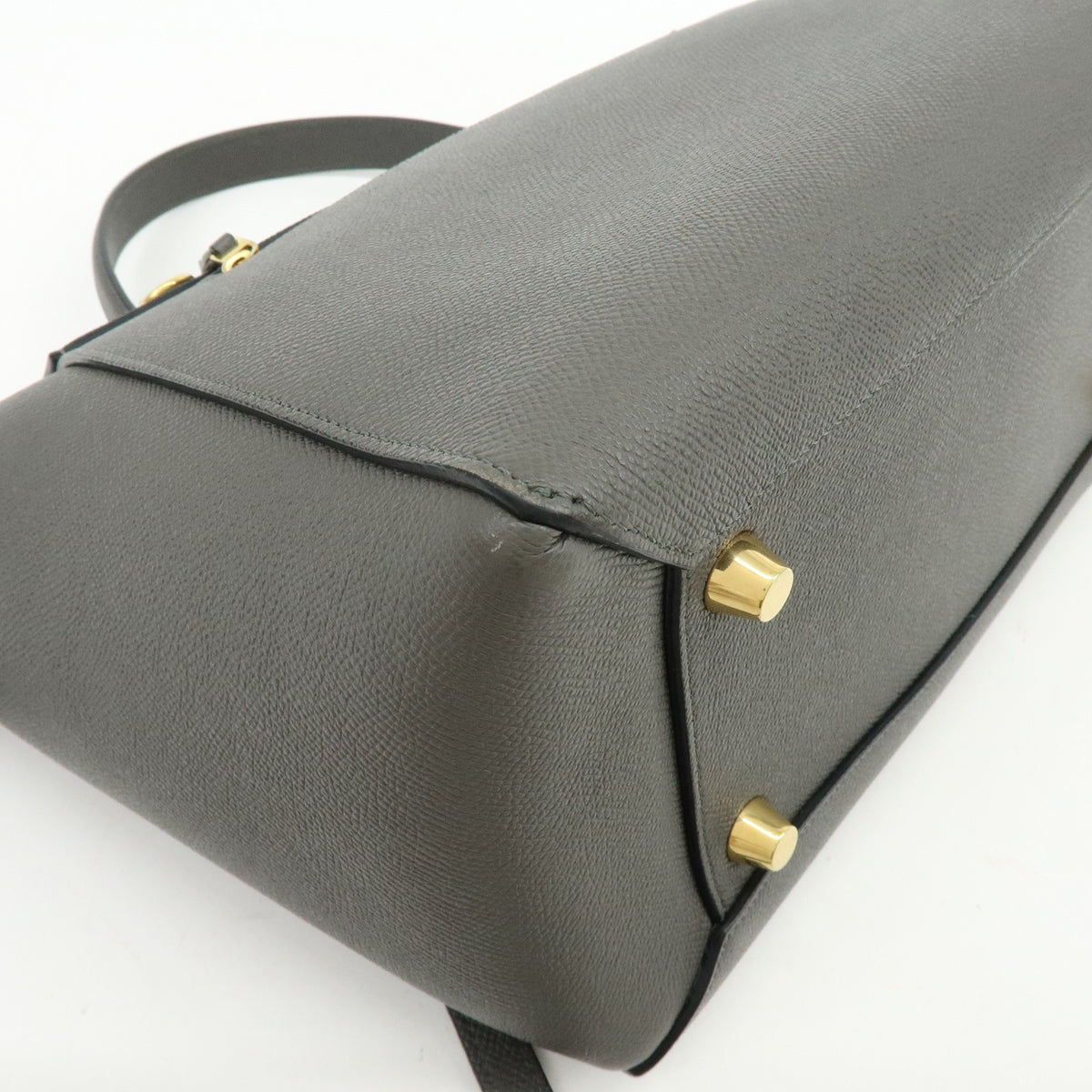Celine Belt Textured Leather, Gray, Calfskin, Handbag