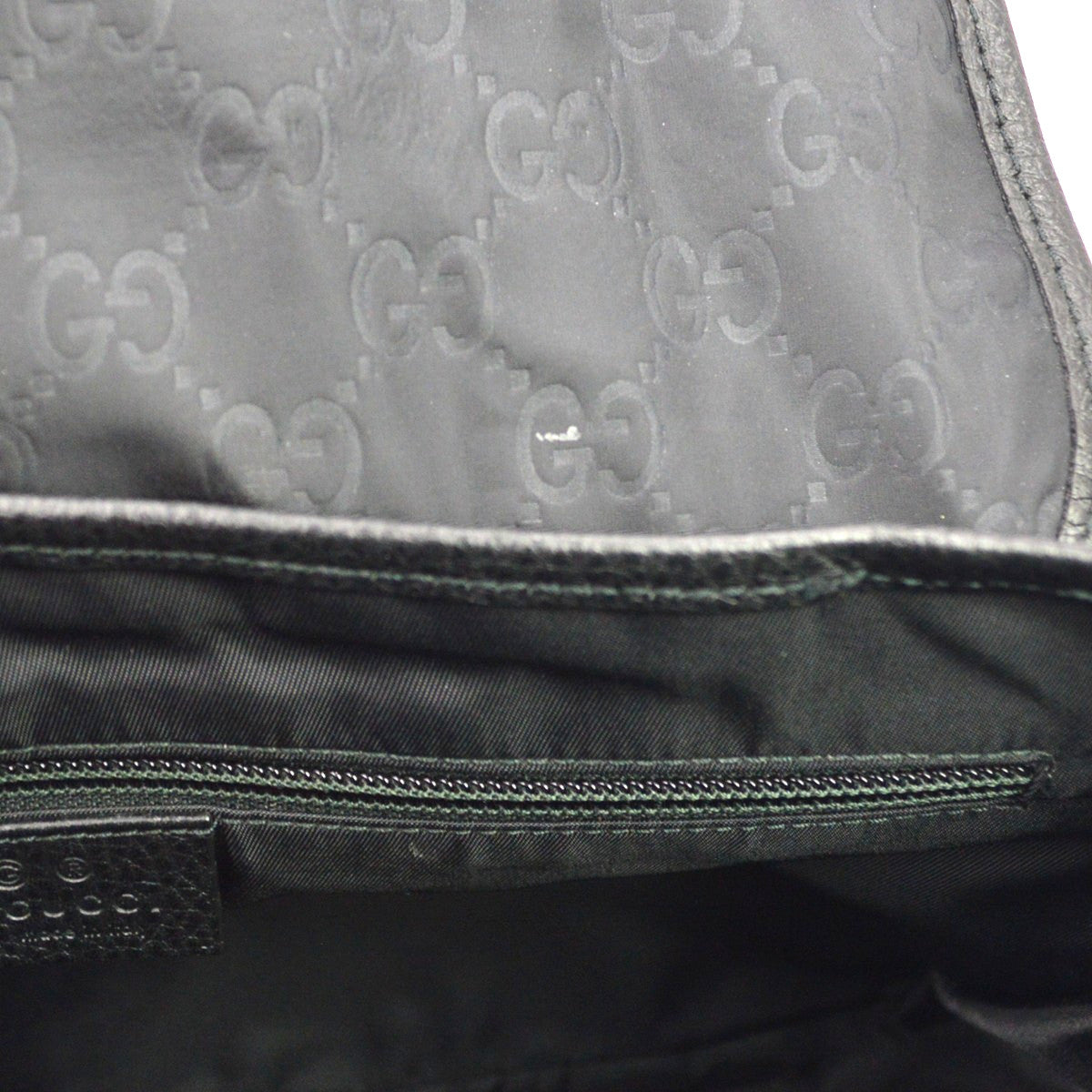Gucci Buckle Messenger GG Canvas, Black, Canvas, Handbag