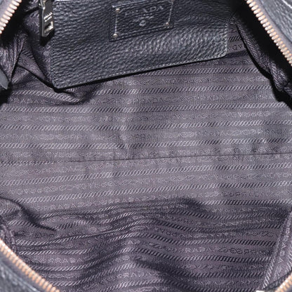 Prada Convertible Zip Satchel Vitello Daino, Black, Leather, Handbag