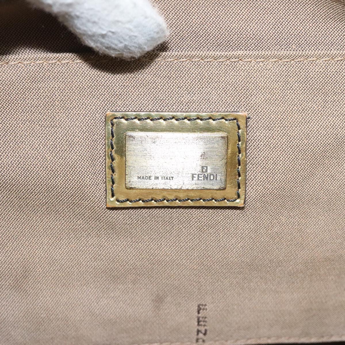 Fendi Chain Baguette Patent, Beige, Canvas, Shoulder Bag