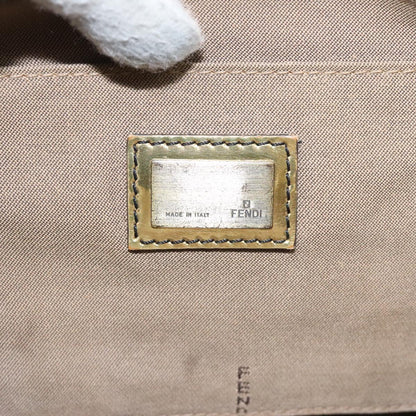 Fendi Chain Baguette Patent, Beige, Canvas, Shoulder Bag