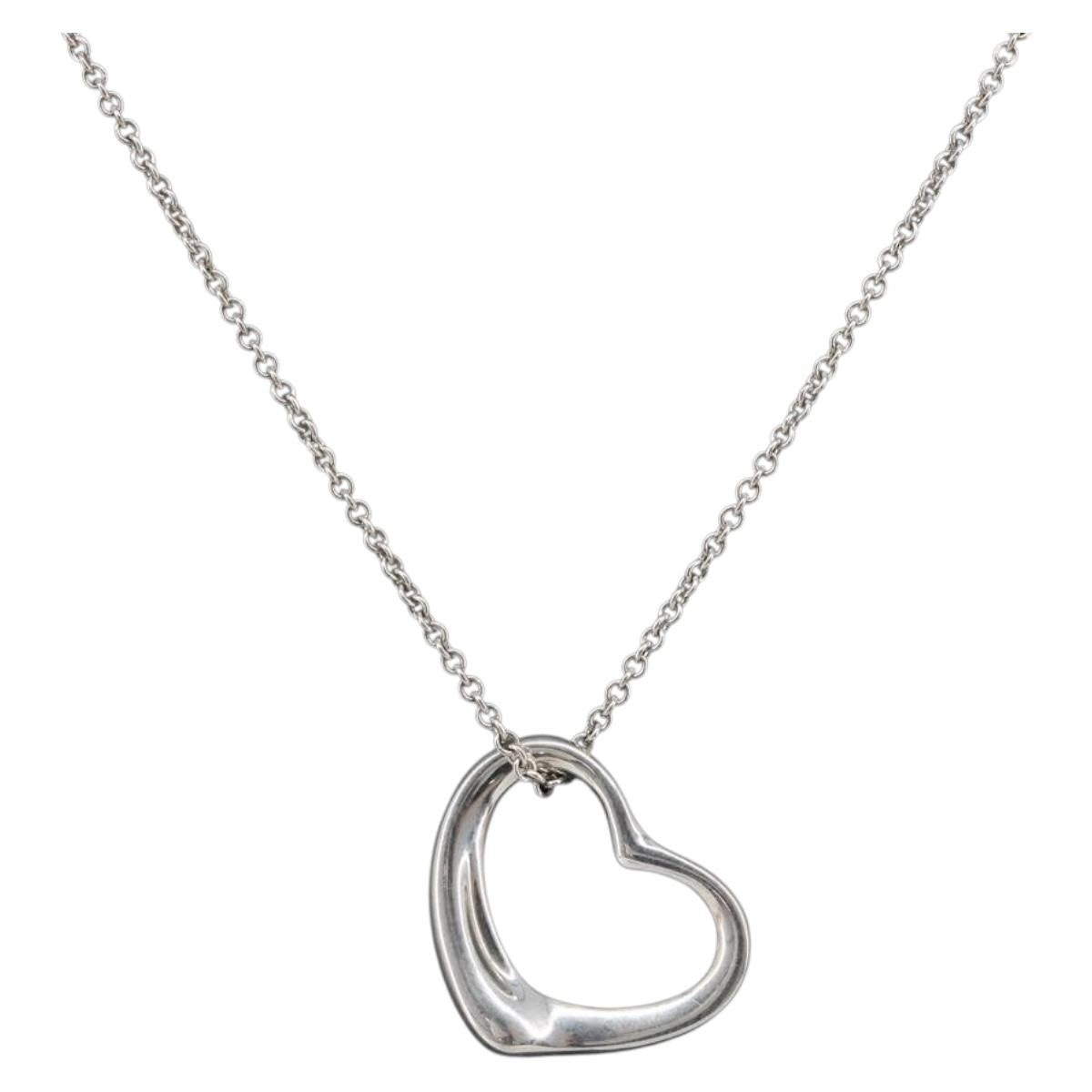 Tiffany & Co. Elsa Peretti Open Heart Pendant Sterling Silver, Silver, Silver, Necklace