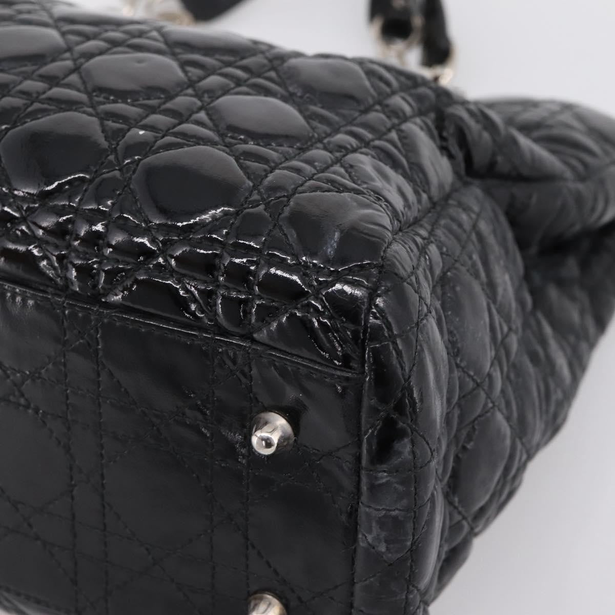 Christian Dior Soft Chain Cannage Quilt Patent, Black, Patent Leather, Tote Bag