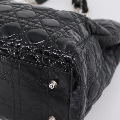 Christian Dior Soft Chain Cannage Quilt Patent, Black, Patent Leather, Tote Bag