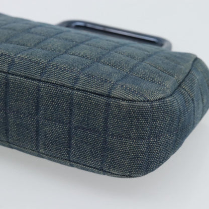 Chanel Chocolate Bar Mademoiselle Top Handle Quilted Denim, Blue, Canvas, Handbag
