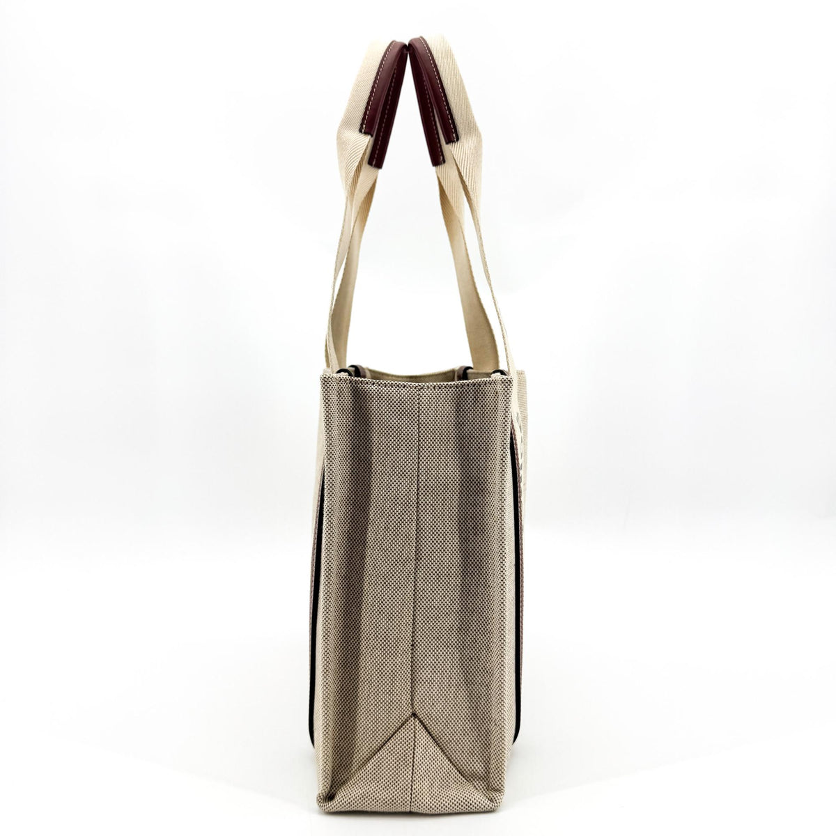 Chloe Woody Tote Canvas with Leather, Beige, Canvas, Handbag