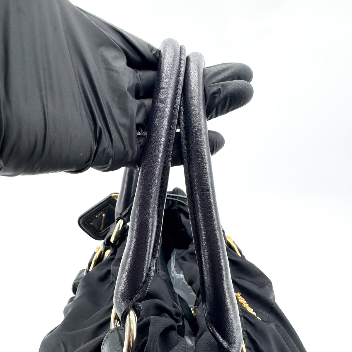 Prada Gaufre Nappa Leather, Black, Nylon, Tote Bag