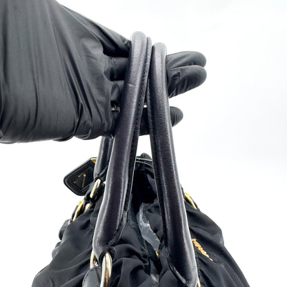 Prada Gaufre Nappa Leather, Black, Nylon, Tote Bag