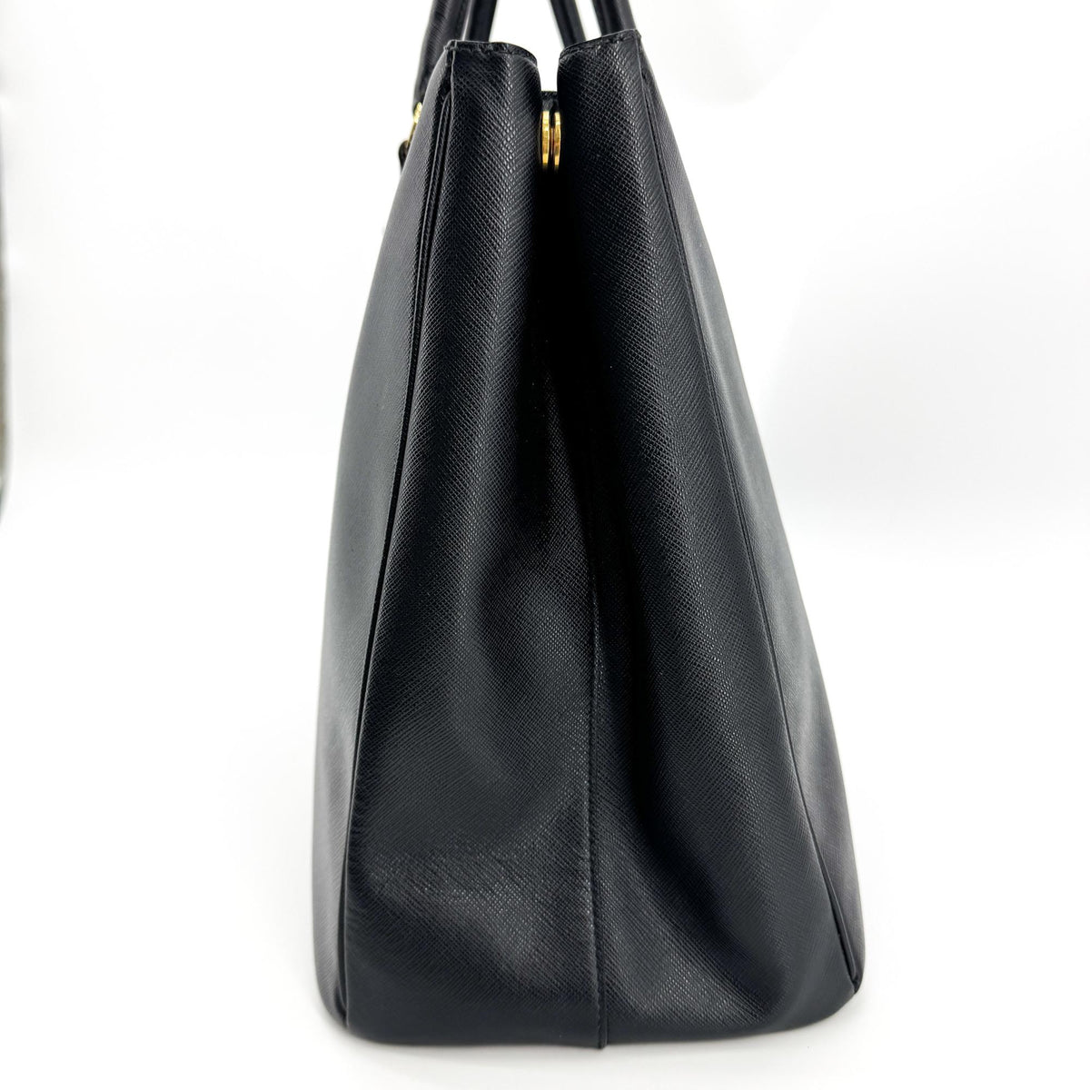 Prada Galleria Double Zip Saffiano Leather, Black, Leather, Tote Bag