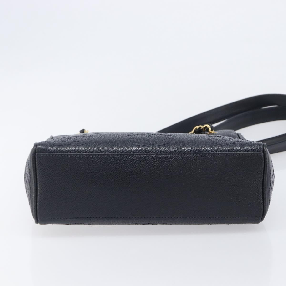 Chanel Vintage Zipped Chain Caviar, Black, Leather, Tote Bag