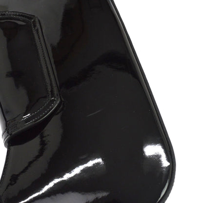 Salvatore Ferragamo Vintage Gancini Hobo Leather, Black, Patent Leather, Shoulder Bag