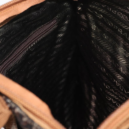 Prada Convertible Open Tweed, Brown, Canvas, Tote Bag