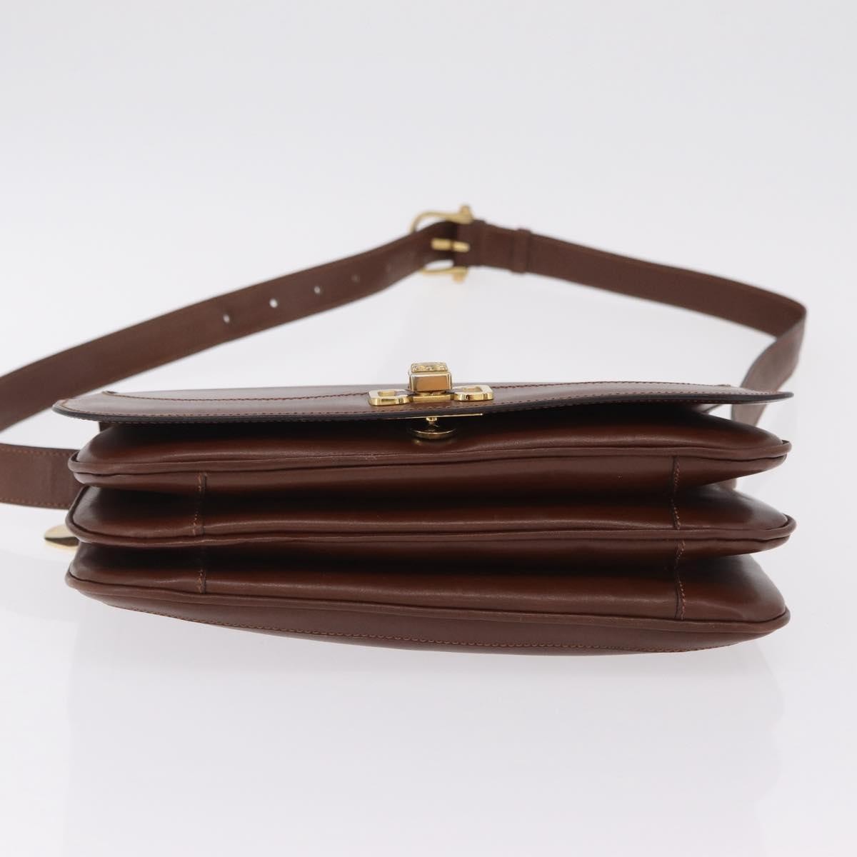 Celine Triomphe Leather, Brown, Leather, Shoulder Bag