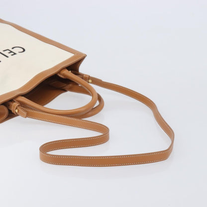 Celine Vertical Cabas Canvas with Leather, Beige, Canvas, Tote Bag
