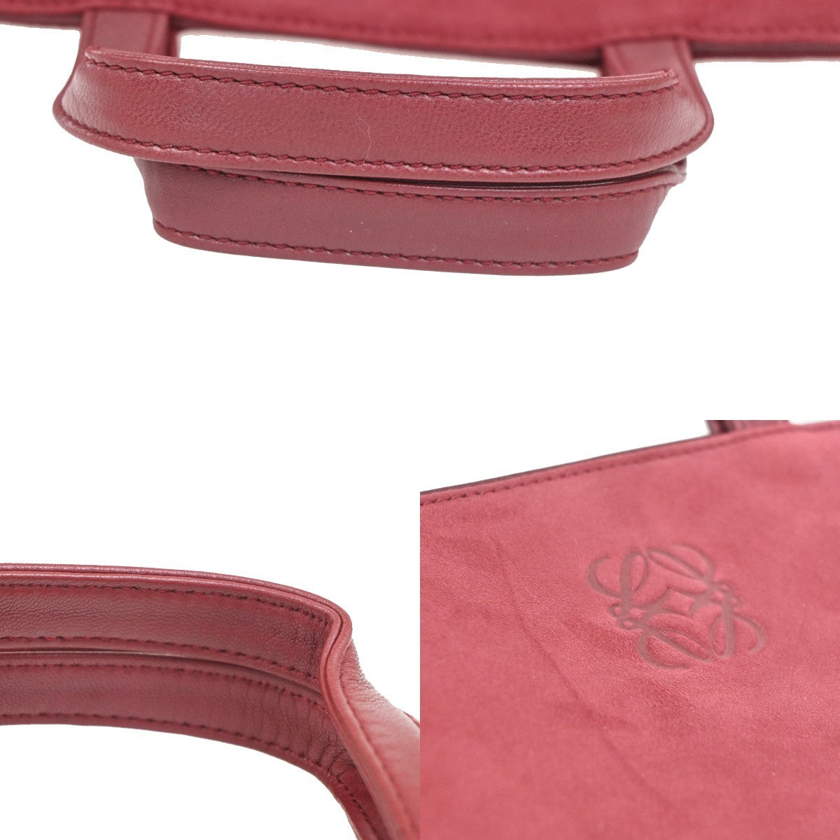 Loewe Anagram Leather, Red, Suede, Tote Bag