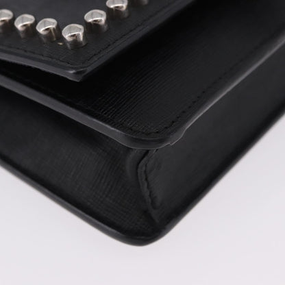 Fendi Karlito Wallet on Chain Studded Saffiano Leather, Black, Leather, Crossbody Bag