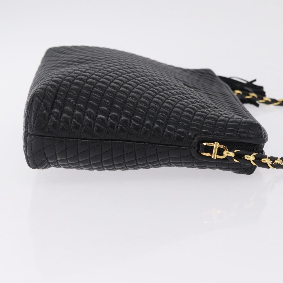 Bally Vintage Chain Quilted Leather, Black, Leather, Shoulder Bag