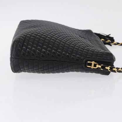 Bally Vintage Chain Quilted Leather, Black, Leather, Shoulder Bag