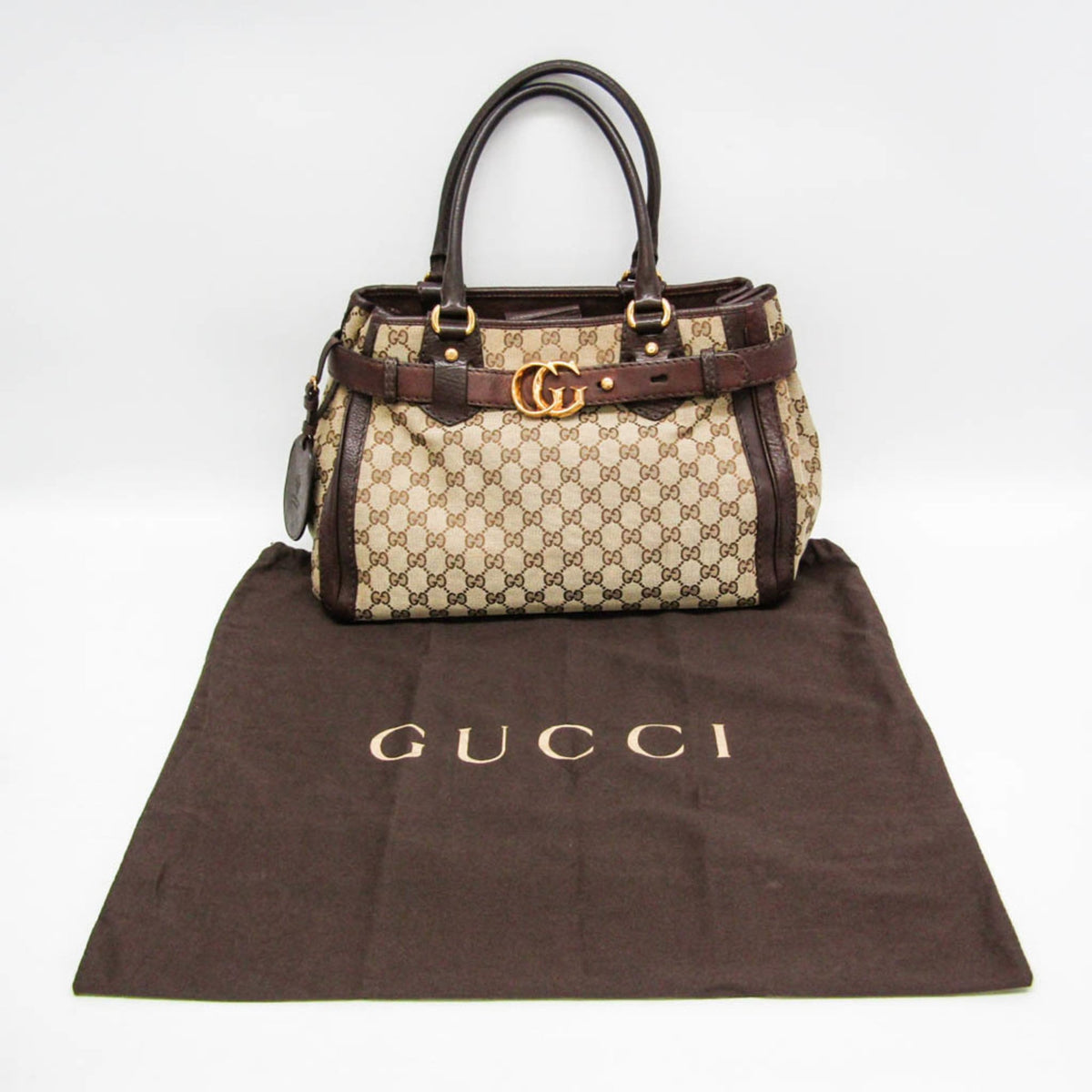 Gucci GG Running GG Canvas with Leather, Beige, Canvas, Tote Bag