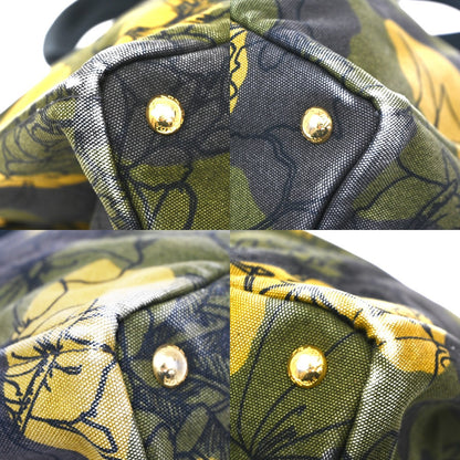 Prada Canapa Printed Canvas, Green, Canvas, Tote Bag