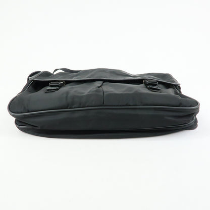 Prada Buckle Messenger Tessuto, Black, Nylon, Handbag