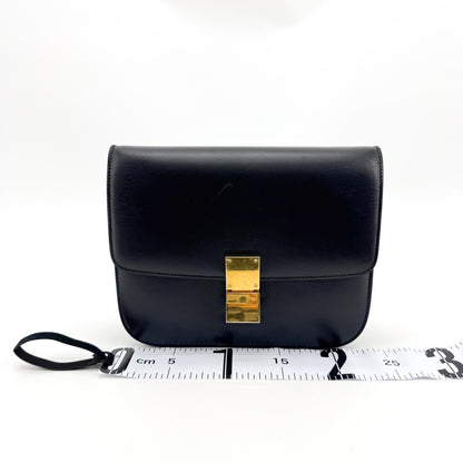 Celine Classic Box Smooth Leather, Black, Leather, Handbag