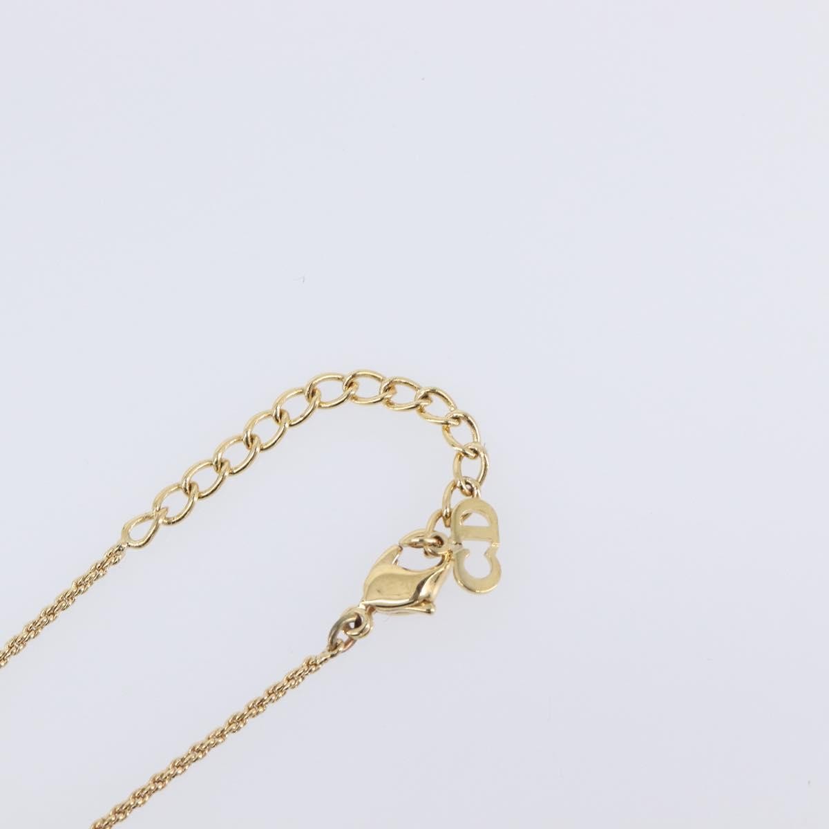 Christian Dior Logo Heart Pendant Metal with Crystal, Gold, Metal, Necklace