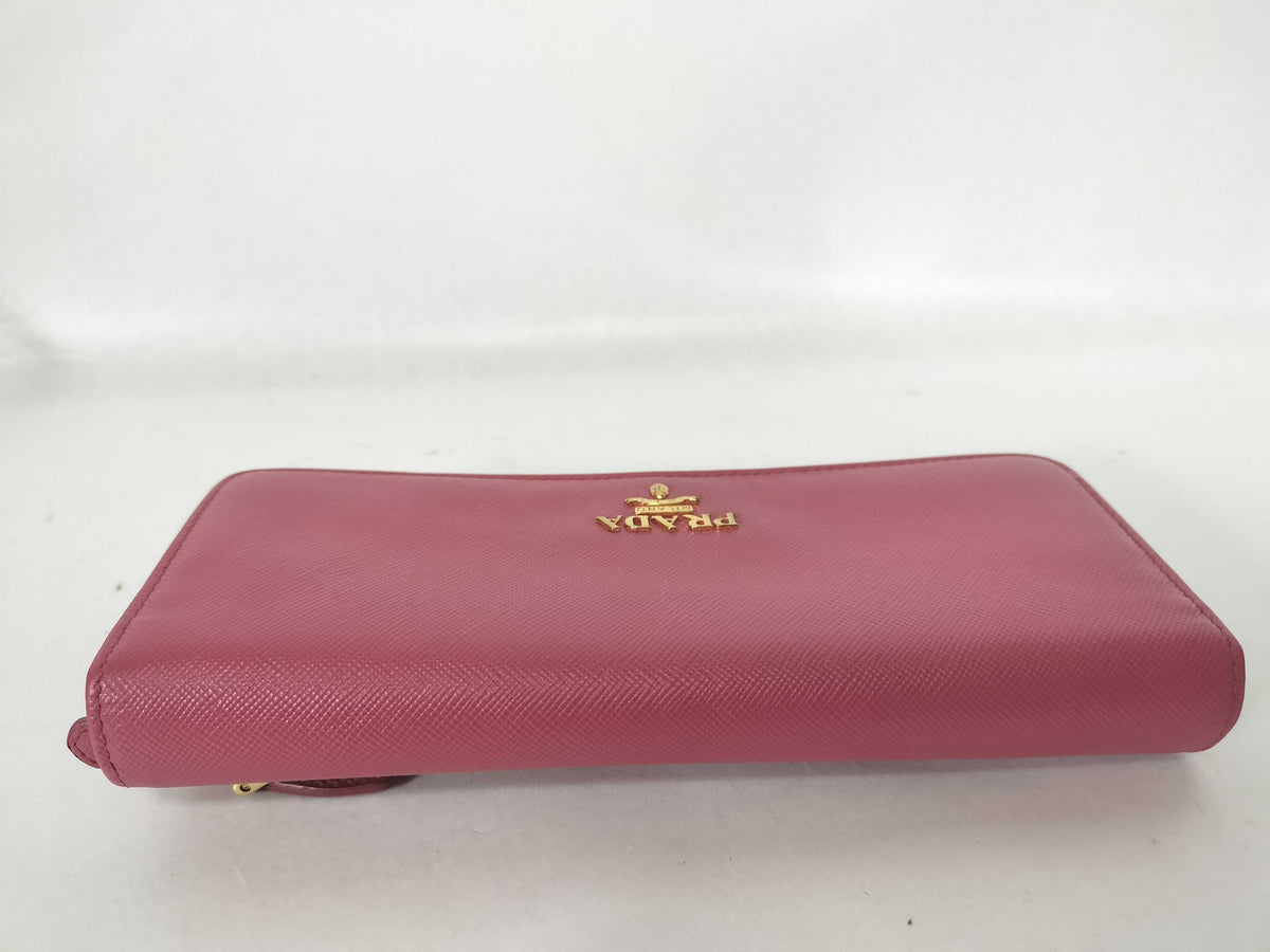 Prada Saffiano Leather, Pink, Leather, Wallet