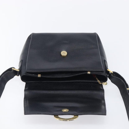 Celine Vintage Circle Logo Leather, Black, Leather, Crossbody Bag