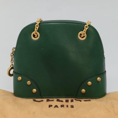 Celine Chain Vertical Quilted Lambskin, Green, Leather, Shoulder Bag