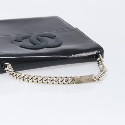 Chanel Chain Handle Leather, Black, Patent Leather, Tote Bag