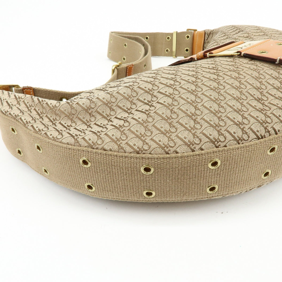 Christian Dior Street Chic Hobo Canvas, Beige, Canvas, Shoulder Bag