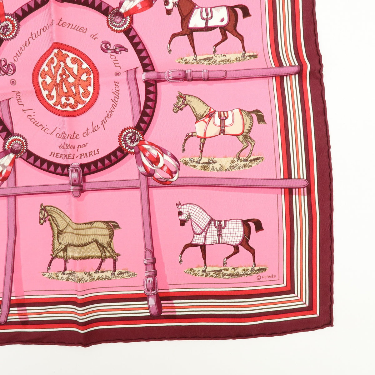 Hermes Carré 42 Silk, Pink, Silk, Scarf