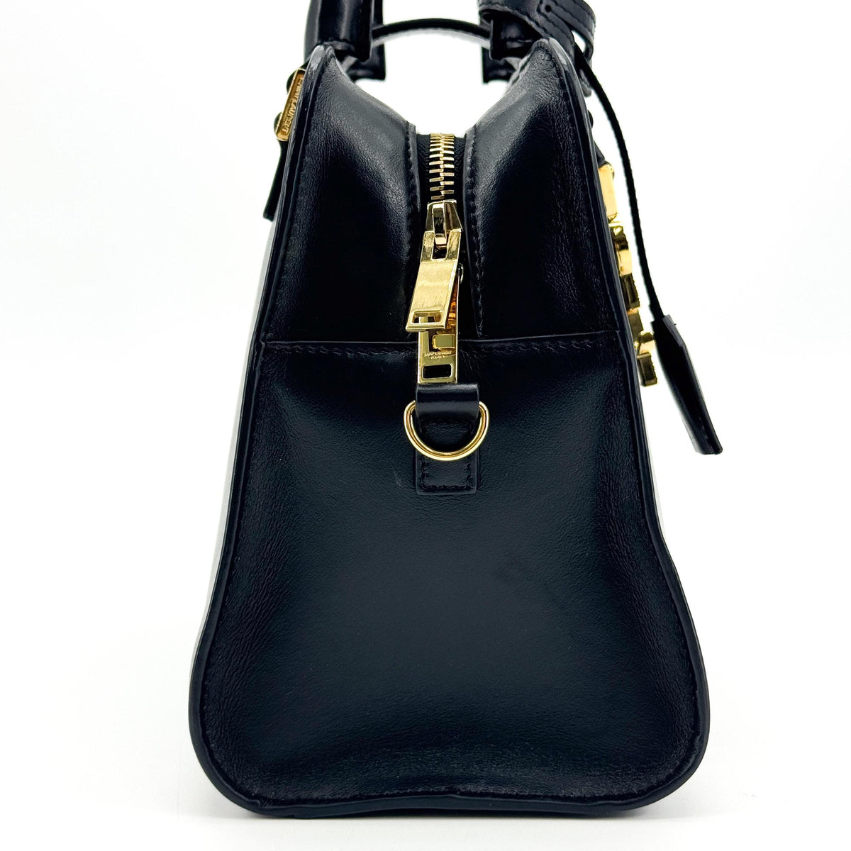 Saint Laurent Convertible Monogram Cabas Leather, Black, Leather, Tote Bag