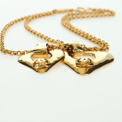 Chanel Vintage CC Heart Pendant Long Metal, Gold, Metal, Necklace
