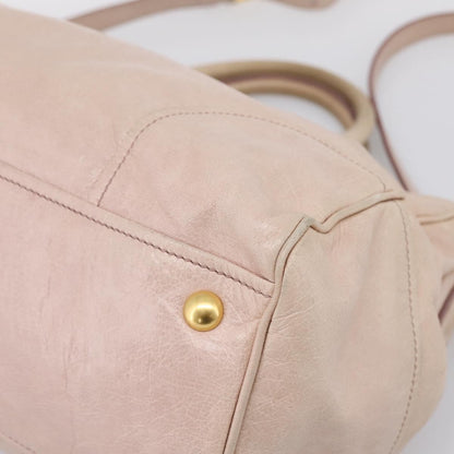 Miu Miu Vitello Lux Ring Satchel Leather, Pink, Leather, Handbag