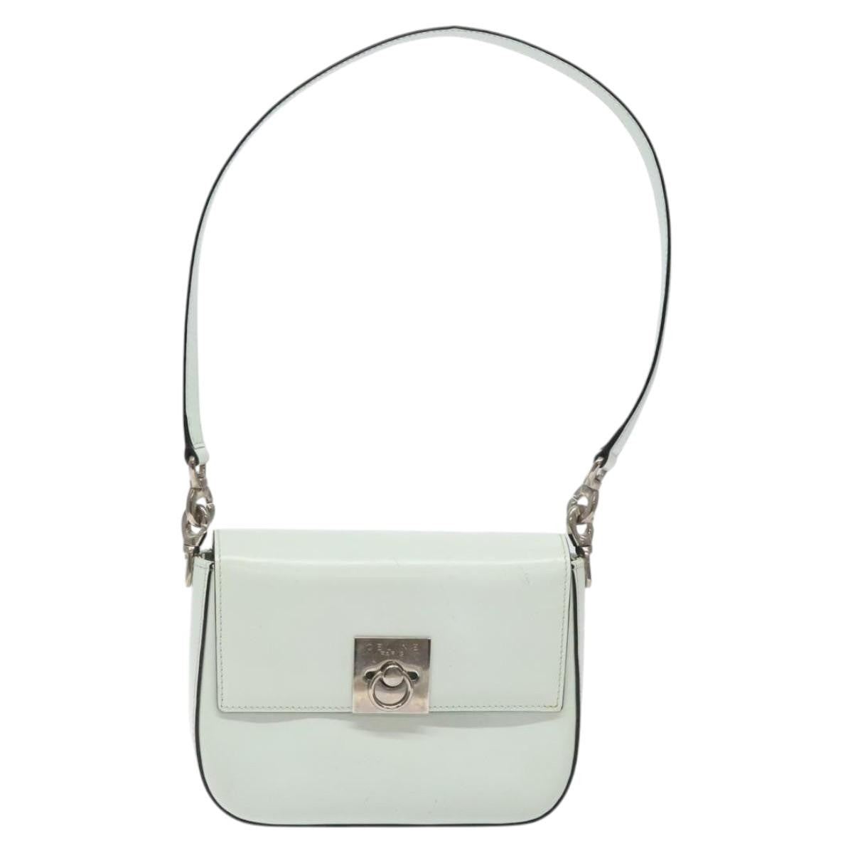 Celine Flap Shoulder Leather, Silver, Leather, Shoulder Bag